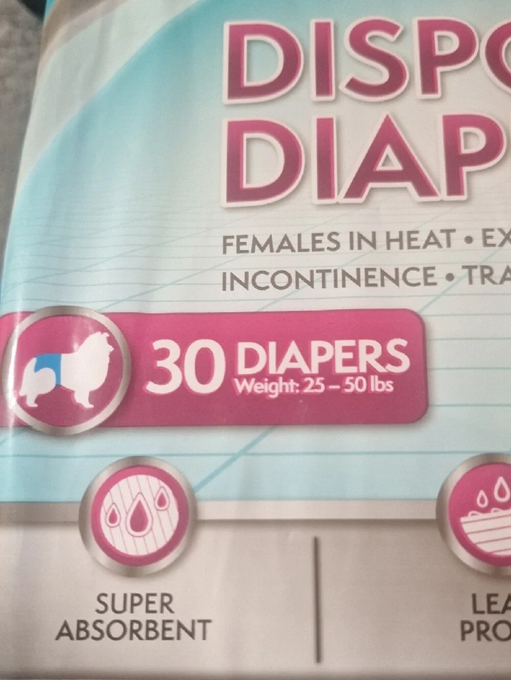 NWT Simple Solution Medium Disposable Dog Diapers - Blue/White